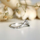 0.4ct Baguette Simulated Diamond Crown Curved Wedding Band 14K White Gold Plated