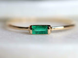 0.3ct Engagement Ring Baguette Cut Green Emerald Solitaire 14k Yellow Gold Over