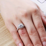 2ct Princess Cut Diamond Engagement Ring Split Shank Halo 14k White Gold Finish