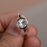 2ct Round Cut VVS1 Diamond Engagement Ring 14k White Gold Finish Bezel Solitaire