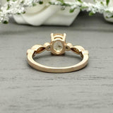 1ct Oval Cut Peach Morganite Solitaire with Accent Ring 14k Yellow Gold Finish