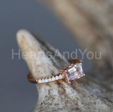 1ct Emerald Cut Simulated Morganite Solitaire Accents Ring 14k YellowGold Plated