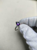 1ct Engagement Ring Pear Cut Purple Amethyst Three Stone 14k White Gold Finish