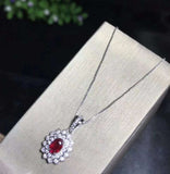 2.5ct Pink Ruby Pendant Oval Cut Dual Floral Halo 14k White Gold Finish NO CHAIN