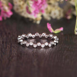 Bezel Set Eternity Wedding Ring Band 1ct Round Cut Diamond 14k White Gold Finish