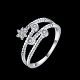 1.2ct Round Cut Diamond Engagement Ring 14k White Gold Finish Floral Stackable