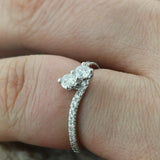 Two Stone Solitaire Engagement Ring 2ct Round Cut Diamond 14k White Gold Finish