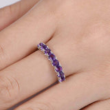 2.3ct Round Purple Amethyst Wedding Ring Band Half Eternity 14k White Gold Over