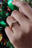 0.5ct Round Cut Moissanite Princess Crown Wedding Band 14k Yellow Gold Plated
