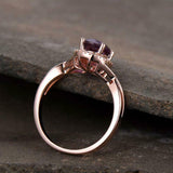 2.3ct Engagement Ring Oval Purple Amethyst Split Shank Halo 14k Rose Gold Finish