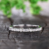 0.5ct Baguette Cut Simulated Diamond Stackable Wedding Band 14K WhiteGold Plated