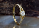 Split Shank Engagement Ring 1.6ct Round Cut VVS1D Diamond 14k Yellow Gold Finish