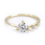 1ct Round Cut Diamond Solitaire with Accents Petite Ring 14k Yellow Gold Finish