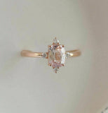 1.5ct Cushion Peach Morganite Crown Setting Engagement Ring 14k Rose Gold Over