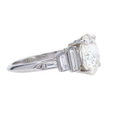 2.6ct Round Cut Diamond Solitaire Step Baguette Accents Ring 14k White Gold Over