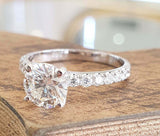 2.3ct Engagement Ring Round Cut Diamond Solitaire with Accent 14k WhiteGold Over