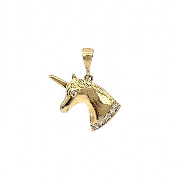 0.12ct Round Cut Moissanite Unicorn Pendant 14k Yellow Gold Plated NO CHAIN