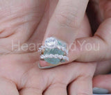 2.2ct Round Cut Moissanite Halo Braided Bridal Ring Set 14k White Gold Plated