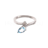 0.5ct Pear Cut Simulated Aquamarine Bypass Engagement Ring 14k White Gold Plated