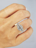 3ct Emerald Cut Diamond Halo Trilogy Gatsby Engagement Ring 14k White Gold Over