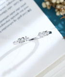 0.2ct Round Cut Moissanite Open Cuff Women Wedding Band 14k White Gold Plated