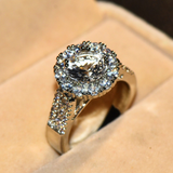 4ct Round Cut Diamond Engagement Ring 14k WhiteGold Finish Halo Antique Milgrain