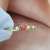 0.5ct Round Cut Simulated Red Garnet Minimalist Ring 14k Yellow Gold Plated