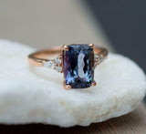 2ct Engagement Ring Radiant London Blue Topaz Diamond Petite 14k Rose Gold Over