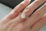 2Ct Round Cut VVS1 Diamond Halo Leaf Accent Engagement Ring 14K Rose Gold Finish
