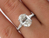 2.5ct Oval Diamond Trilogy Engagement Ring 14K White Gold Over Baguette Accent