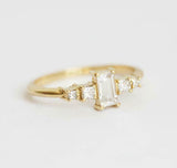 1.2ct Emerald Cut Diamond Princess Accents Engagement Ring 14k Yellow Gold Over