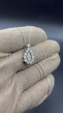 1ct Round Cut Moissanite Open Halo Pendant with Chain 14k White Gold Plated