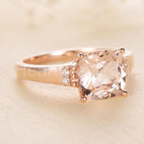 2ct Cushion Cut Simulated Peach Morganite Anniversary Ring 14k Rose Gold Plated