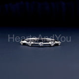 0.5ct Round Cut Moissanite Minimalist Half Eternity Band 14k White Gold Plated