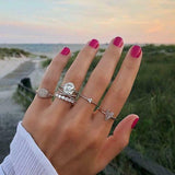 1.2ct Round Cut VVS1 Diamond Engagement Ring 14k Rose Gold Finish Petite Trilogy