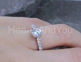 2.2ct Round Cut Moissanite Solitaire with Accents Ring 14k White Gold Plated