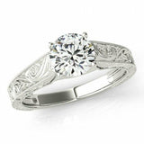 1ct Round Diamond Antique Vintage Women Engagement Ring 14k White Gold Finish