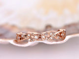 Filigree Floral Design Wedding Ring Band 1ct Round Cut Diamond 14k RoseGold Over