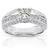 4.5ct Princess Cut Diamond Milgrain Art Deco Engagement Ring 14K White Gold Over