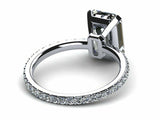 1.5ct Emerald Cut Diamond Accent Halo Solitaire Ring 14k White Gold Finish New
