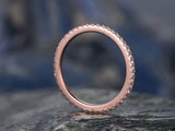 1Ct Round Diamond Minimalist Slim Eternity Wedding Ring Band 14K Rose Gold Over