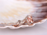 2ct Cushion Cut Morganite Engagement Ring Twist Diamond Halo 14k Rose Gold Over