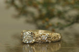 2.5Ct Cushion Cut Diamond Vintage Antique Engagement Ring 14K Yellow Gold Finish