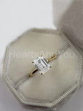 0.5ct Emerald Simulated Diamond Hidden Halo Solitaire Ring 14k YellowGold Plated
