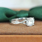 1.1Ct Round Cut Diamond Twist Split Shank Solitaire Ring 14K White Gold Finish