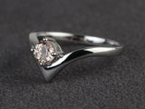 0.6ct Engagement Ring Round Cut Morganite Solitaire Curved 14k White Gold Finish