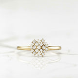 Cluster Snowflake Engagement Ring 1.6ct Round Cut Diamond 14k Yellow Gold Finish