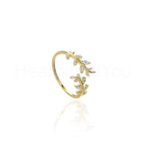 0.5ct Round Cut Moissanite Leaf Minimalist Engagement Ring 14k White Gold Plated