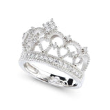 2Ct Round Cut DVVS1 Diamond Crown Princess Engagement Ring 14K White Gold Finish