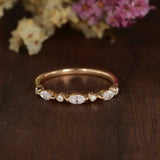 1ct Marquise Diamond Wedding Band Half Eternity Stackable 14k Yellow Gold Finish